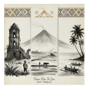 From Fire To Sea-Bicol Philippines Sumi-e Acrylic Print
