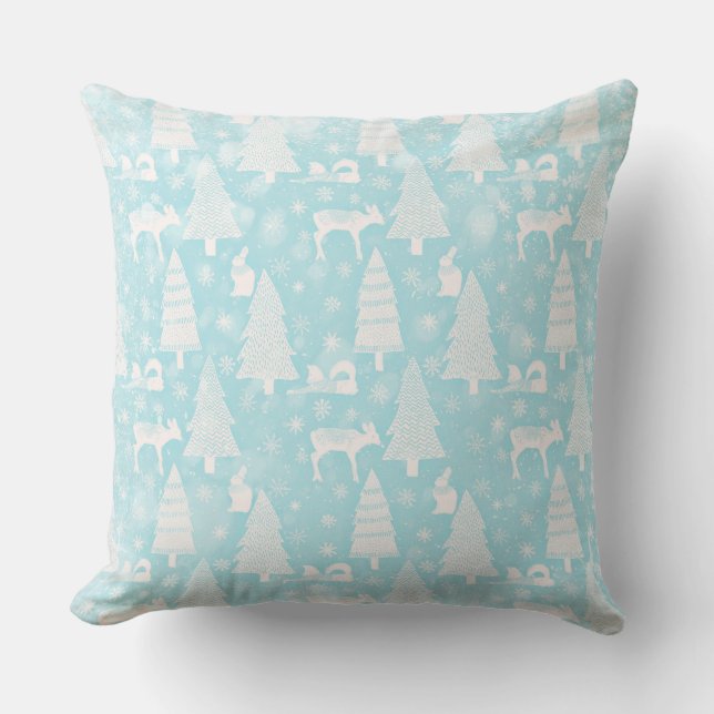 From Foxes Deers and Christmas-Teal Xmas Throw Pillow (Front)