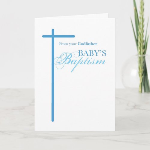 From Godmother on Baptism of Boy Blue Cross Card