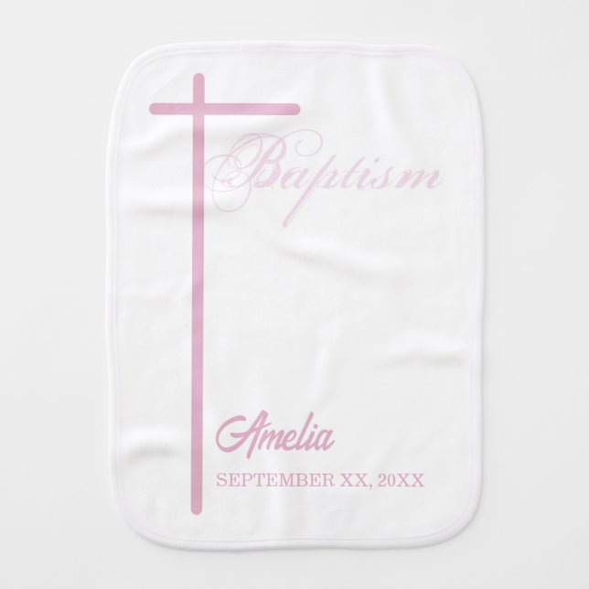 From Godmother on Baptism of Girl Personalized Baby Burp Cloth (Front)