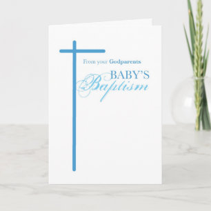 From Godparents on Baptism, Boy Blue Cross Card