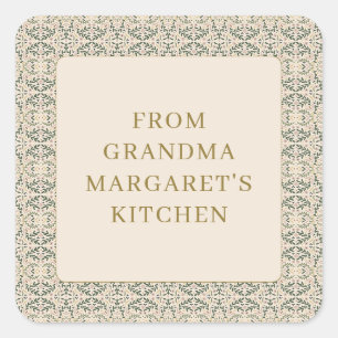 From Grandmas Kitchen Personalized Name Botanical Square Sticker