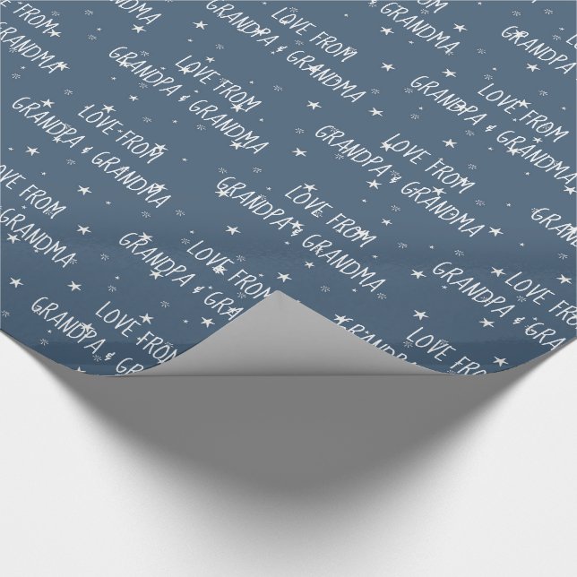 From Grandpa & Grandma White Stars Wrapping Paper (Corner)