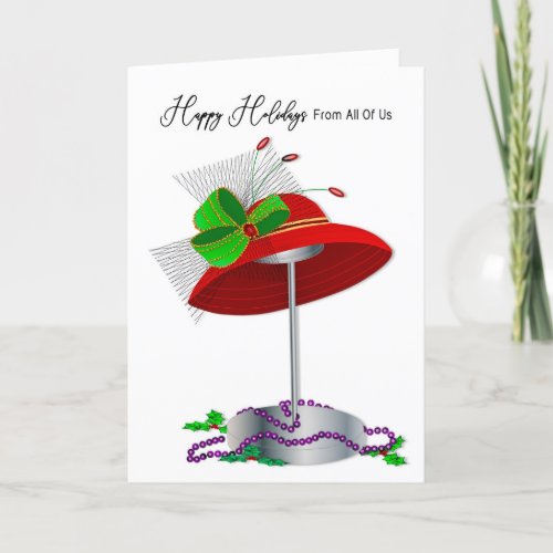 From Group Red Hat Ladies Hat Stand Purple Beads Holiday Card