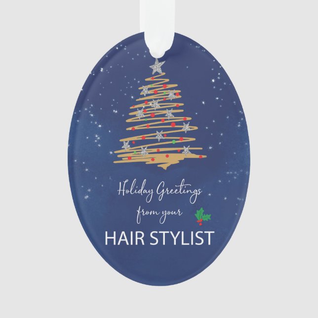 FROM Hair Stylist Christmas Tree Custom Name Ornament (Front)