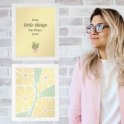 From little things _ Yellow Floral Affirmations Wall Art Sets