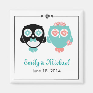 From Lucy: OWL WEDDING Save The Date Magnet