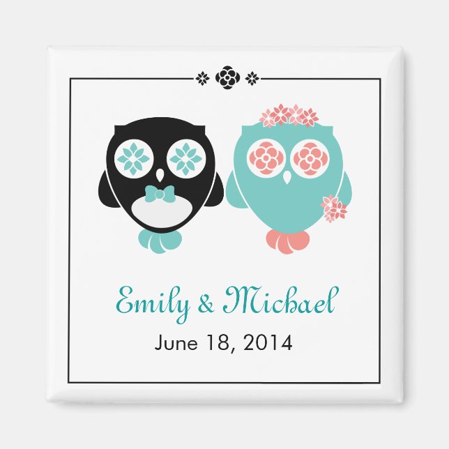 From Lucy: OWL WEDDING | Save The Date Magnet (Front)