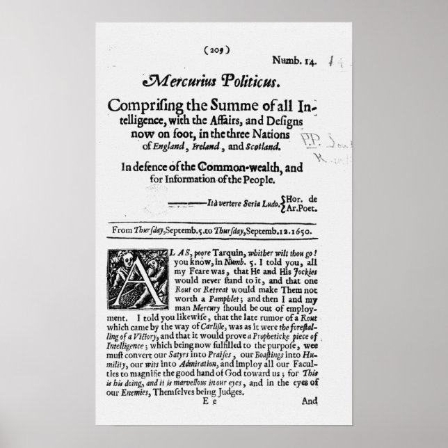 from 'Mercurius Politicus' Poster (Front)