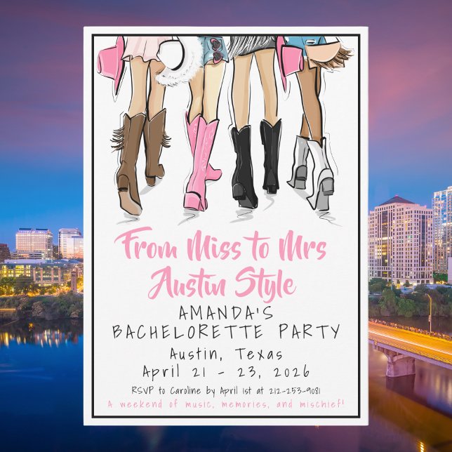 From Miss to Mrs — Austin Style Bachelorette Party Invitation (Creator Uploaded)