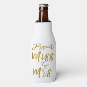 From Miss to Mrs Bridal Shower Gold Foil Script Bottle Cooler