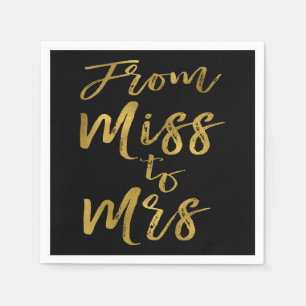 From Miss to Mrs Bridal Shower Gold Foil Script Napkins