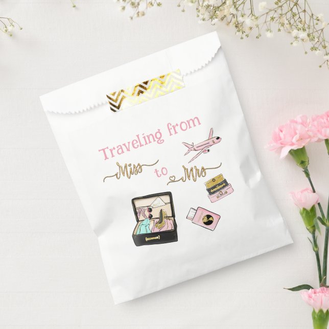 From Miss to Mrs Bridal Shower Journey Pink Favor Bag (Sealed)
