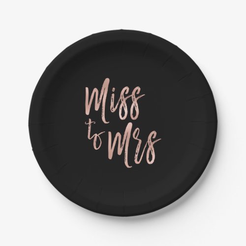 From Miss to Mrs Bridal Shower Rose Gold Foil Paper Plates