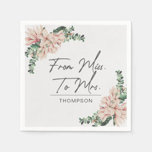 From Miss to Mrs Magnolia Blush Purple Paper Napkins