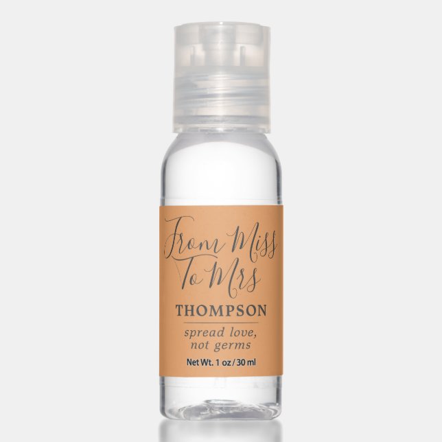 From Miss to Mrs Orange Fall Bridal Shower Favor Hand Sanitizer (Front)