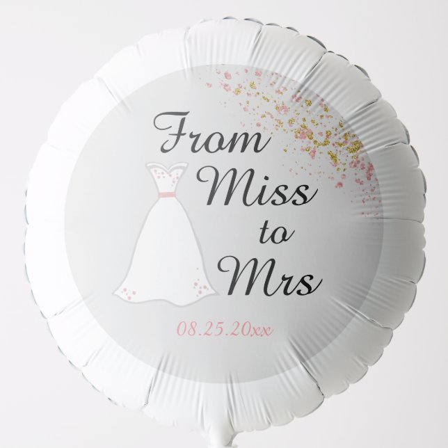From Miss to Mrs Pink Glitter Bridal Shower Balloon (Front)