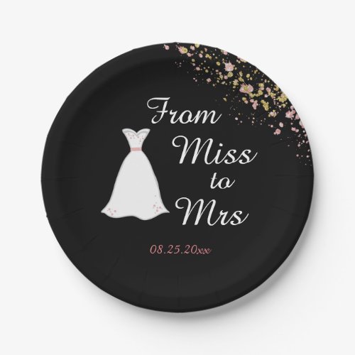 From Miss to Mrs Wedding Dress Bridal Shower Paper Plates