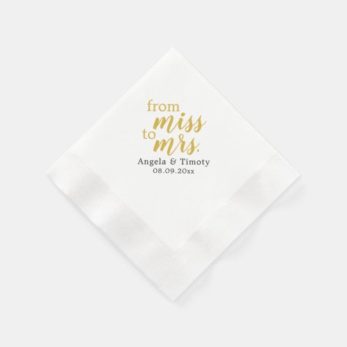 From Miss to Mrs wedding Napkins