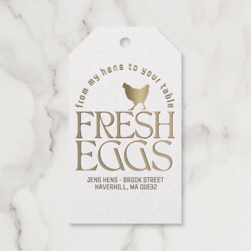 From my hens to your table FRESH EGGS carton hen Foil Gift Tags