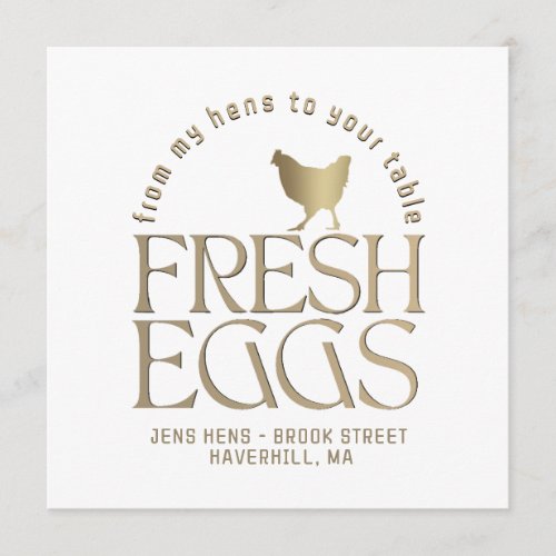 From my hens to your table Fresh Eggs Gold Hen Holiday Card