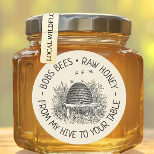 From My Hive To Your Table Vintage Skep Honey Logo Classic Round Sticker
