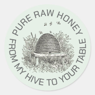 From My Hive To Your Table Vintage Skep Honey Logo Classic Round Sticker