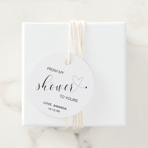 From My Shower Heart Elegant Cute Bridal Shower Favor Tags