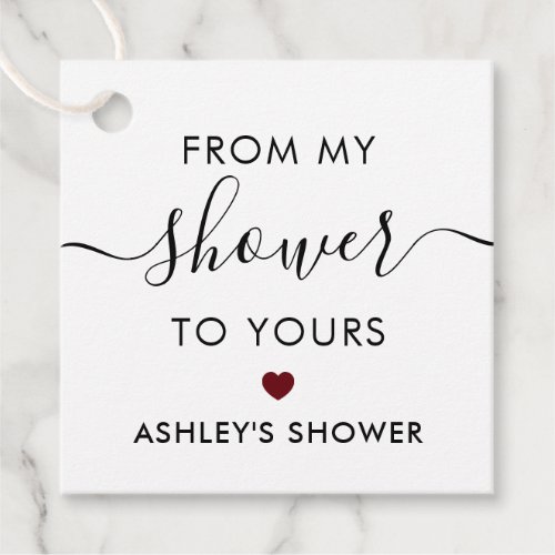 From My Shower To Yours Bridal Shower Burgundy Favor Tags