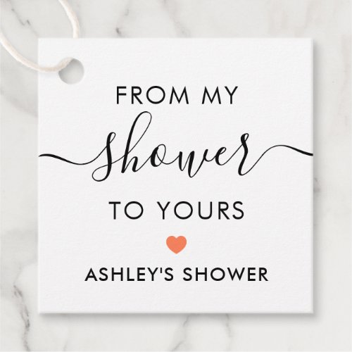 From My Shower To Yours Bridal Shower Coral Favor Tags
