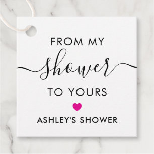 From My Shower To Yours, Bridal Shower Fuchsia Favor Tags