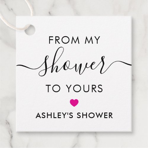 From My Shower To Yours Bridal Shower Fuchsia Favor Tags