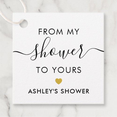 From My Shower To Yours Bridal Shower Gold Favor Tags