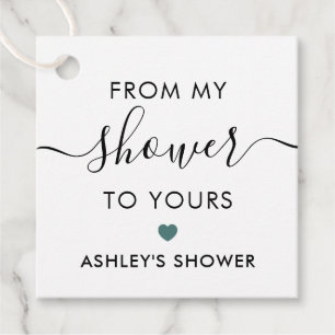 From My Shower To Yours, Bridal Shower Gray Teal Favor Tags
