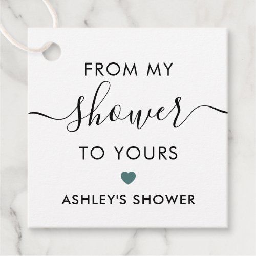 From My Shower To Yours Bridal Shower Gray Teal Favor Tags