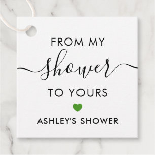 From My Shower To Yours, Bridal Shower Green Favor Tags