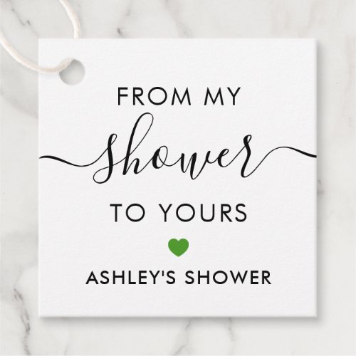 From My Shower To Yours Bridal Shower Green Favor Tags