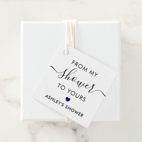 From My Shower To Yours Bridal Shower Navy Blue Favor Tags