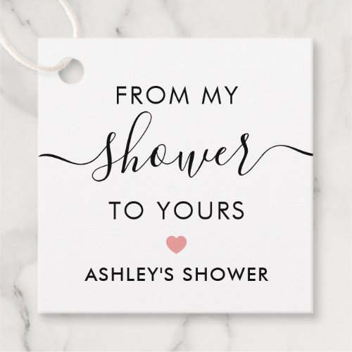 From My Shower To Yours Bridal Shower Pink Favor Tags