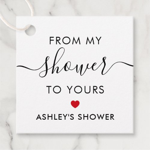 From My Shower To Yours Bridal Shower Red Favor Tags