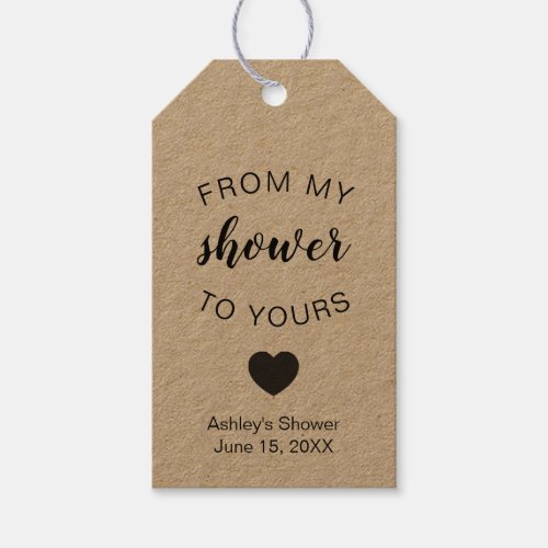 From My Shower To Yours Bridal Shower Soap Favor Gift Tags