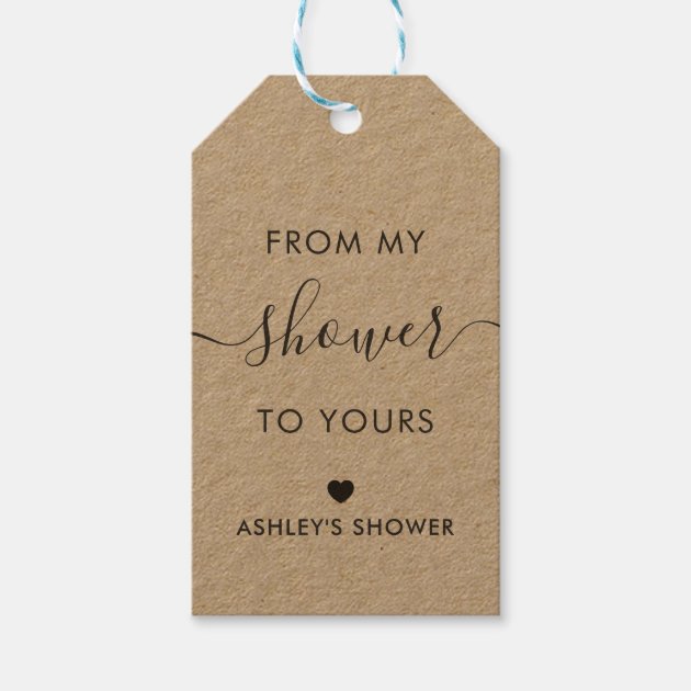 From My Shower To Yours Bridal Shower Tag Kraft Gift Tags Zazzle