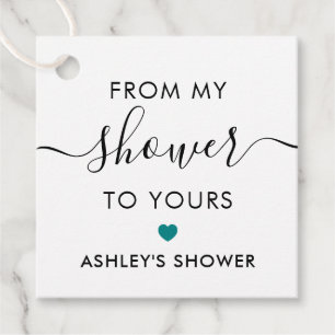 From My Shower To Yours, Bridal Shower Teal Favor Tags