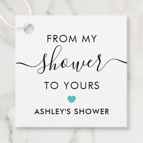 From My Shower To Yours Bridal Shower Turquoise Favor Tags