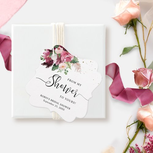 From My Shower to Yours Burgundy Blush and Pink Favor Tags