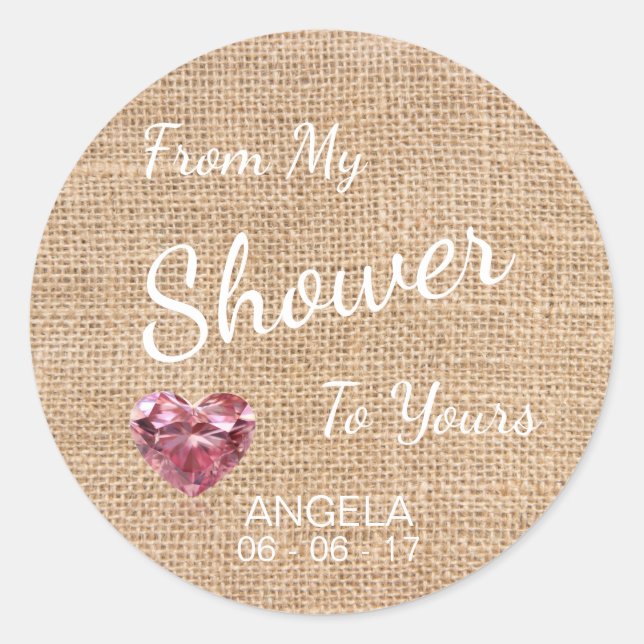 'From My Shower To Yours' Burlap, Sugar Scrub Classic Round Sticker (Front)