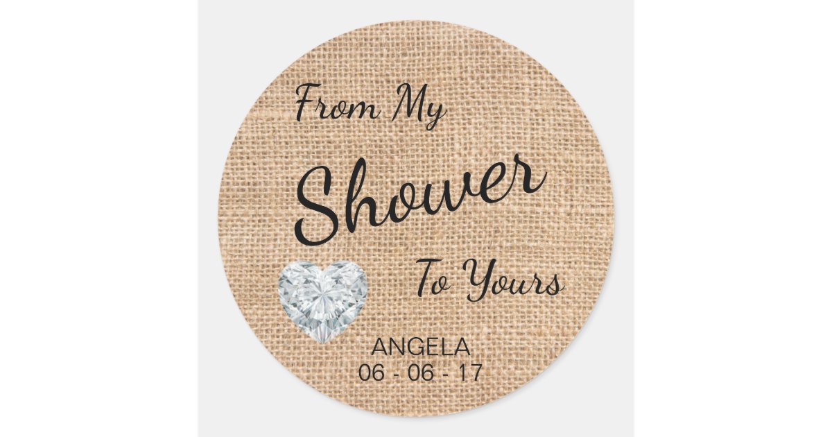 'From My Shower To Yours' Burlap, Sugar Scrub Classic Round Sticker ...