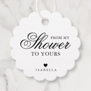 From My Shower To Yours Calligraphy Bridal Shower Favor Tags