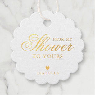 From My Shower To Yours Gold Foil Bridal Shower Favor Tags