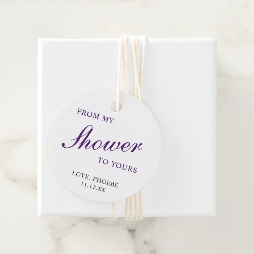 From My Shower To Yours Royal Purple Bridal Shower Favor Tags